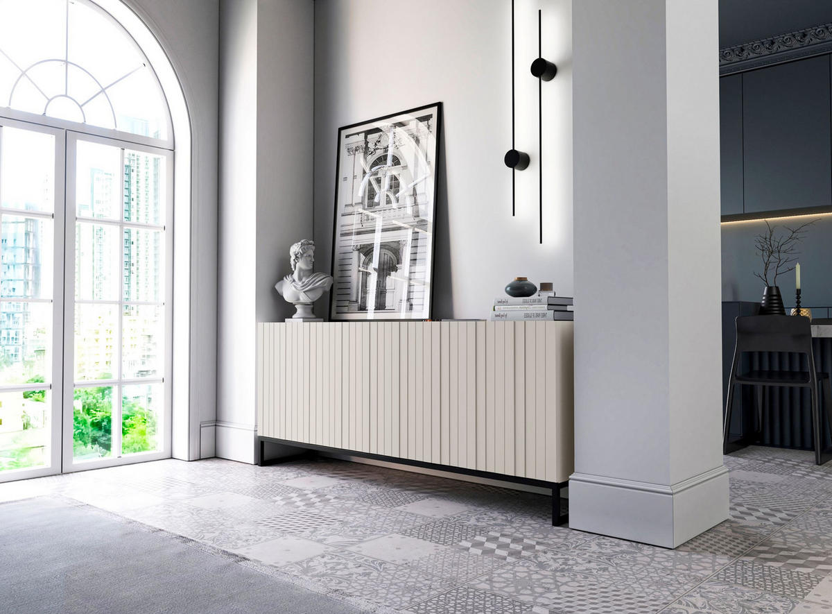 KOMMODE Elpis 3D Kaschmir Matt mit metallrahmen Glamour 168 cm - Kaschmir, Holzwerkstoff (168/72/36.5cm) - Meble Lindner