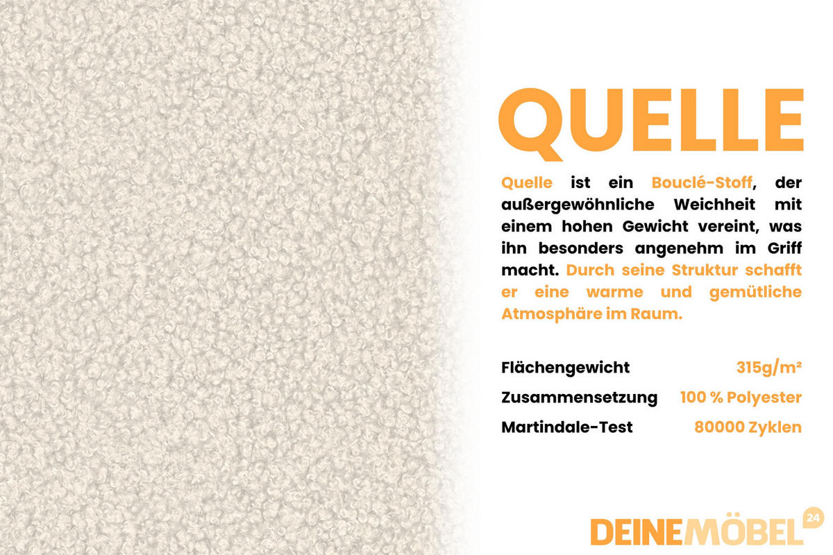 ECKSOFA TOCO L 240x145 cm in Boucle Ecru links - Hellgrau, Holz/Holzwerkstoff (240/145cm) - Deine Möbel 24