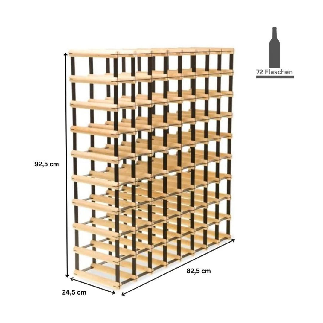 WEINREGAL Vinotega Mod Metal 92,5x82,5x24,5 cm 8x9 Flaschen Massives Kiefernholz Natur - Naturfarben, Holz (82.5/92.5/24.5cm) - PROREGAL