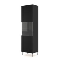 VITRINENSCHRANK SCHWARZ - Schwarz, Holzwerkstoff (60/215/42cm) - FURNLUX