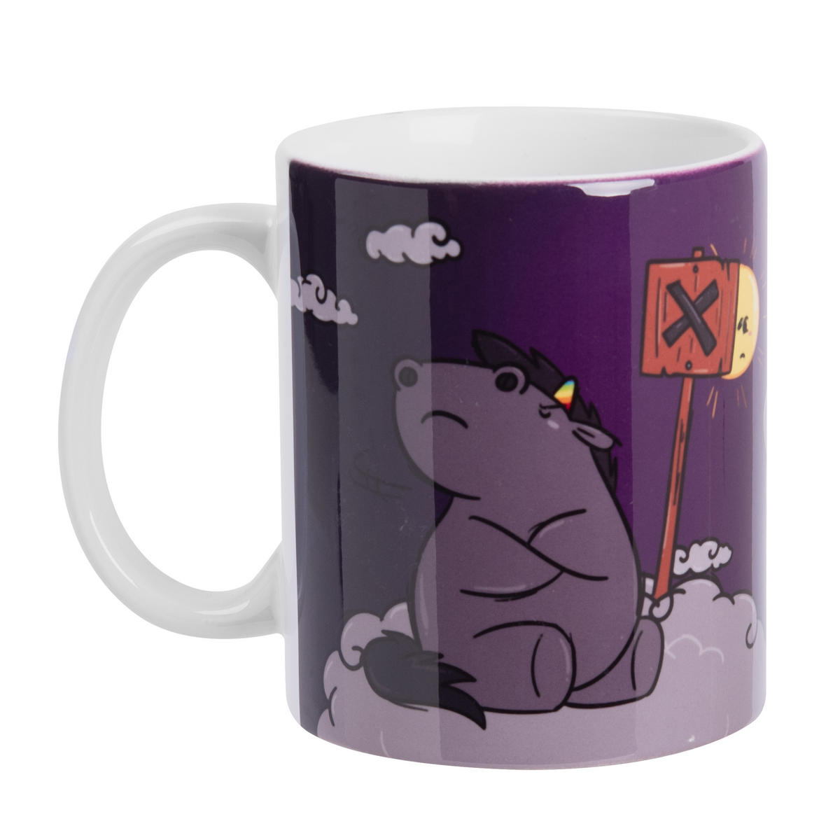 KAFFEEBECHER Pummel und Friends Nope! Heute nicht Lila 320ml - Weiß, Keramik (0.32L) - United Labels