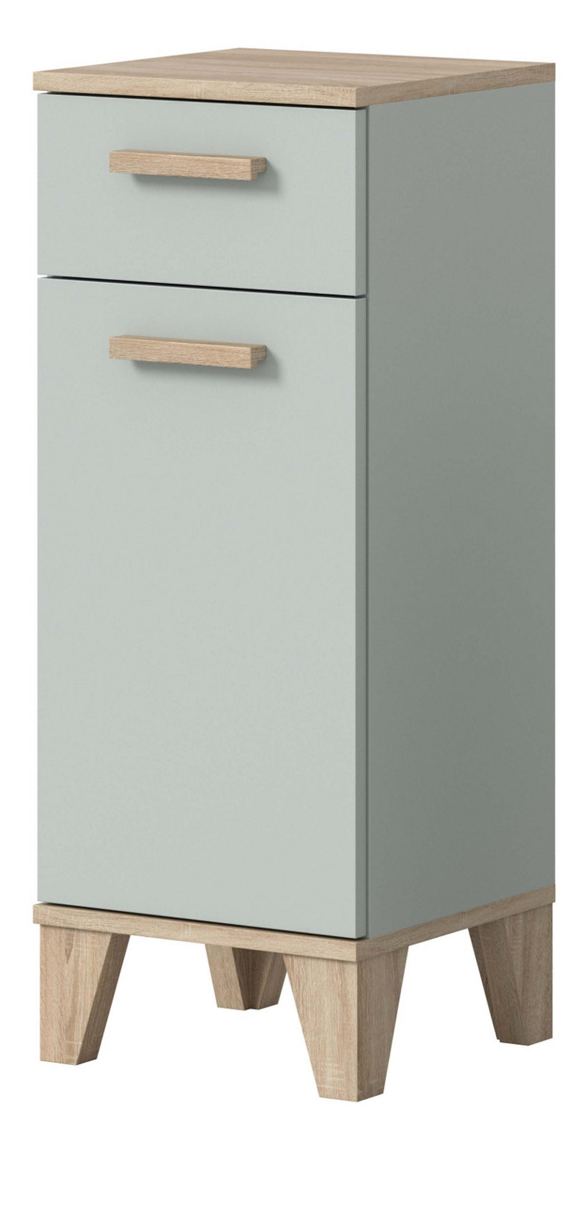 BADSCHRANK grün, Eiche 34 x 87 cm, Badezimmer Kommode skandinavisches Design - Eichefarben/Grün, Holzwerkstoff (34/87/31cm) - Inn.Furn