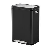 MÜLLEIMER Stilvoller Rechteckiger Mit Extra Breitem Pedal & Gedämpften Stay Open Deckel 65,2 x 43,3 x 33,4 cm 45 Liter Schwarz - Schwarz, Metall (43.3/65.2/33.4cm) - PROREGAL