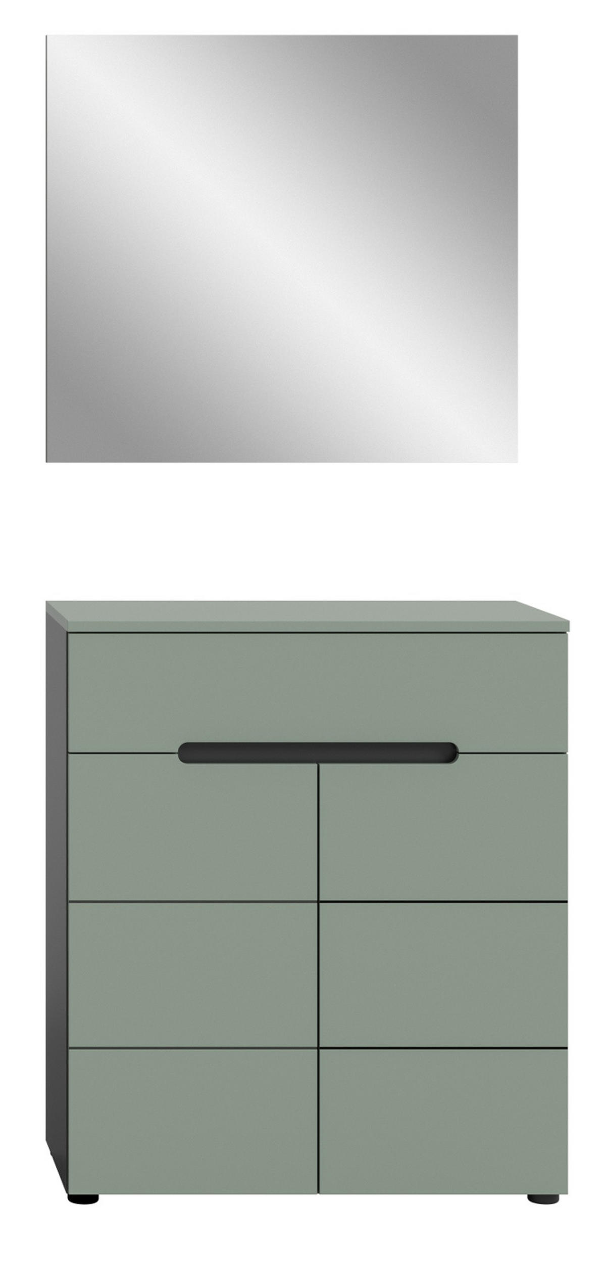 GARDEROBE-SET Salbei und grau, Garderobe 2-teilig, 80 x 190 cm, Soft-Close - Salbeigrün/Dunkelgrau, Holzwerkstoff/Kunststoff (80/190/37cm) - Inn.Furn