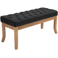 SITZBANK 100/38 cm Stoff Dunkelgrau - Dunkelgrau/Naturfarben, Holz/Textil (100/46/38cm) - CLP