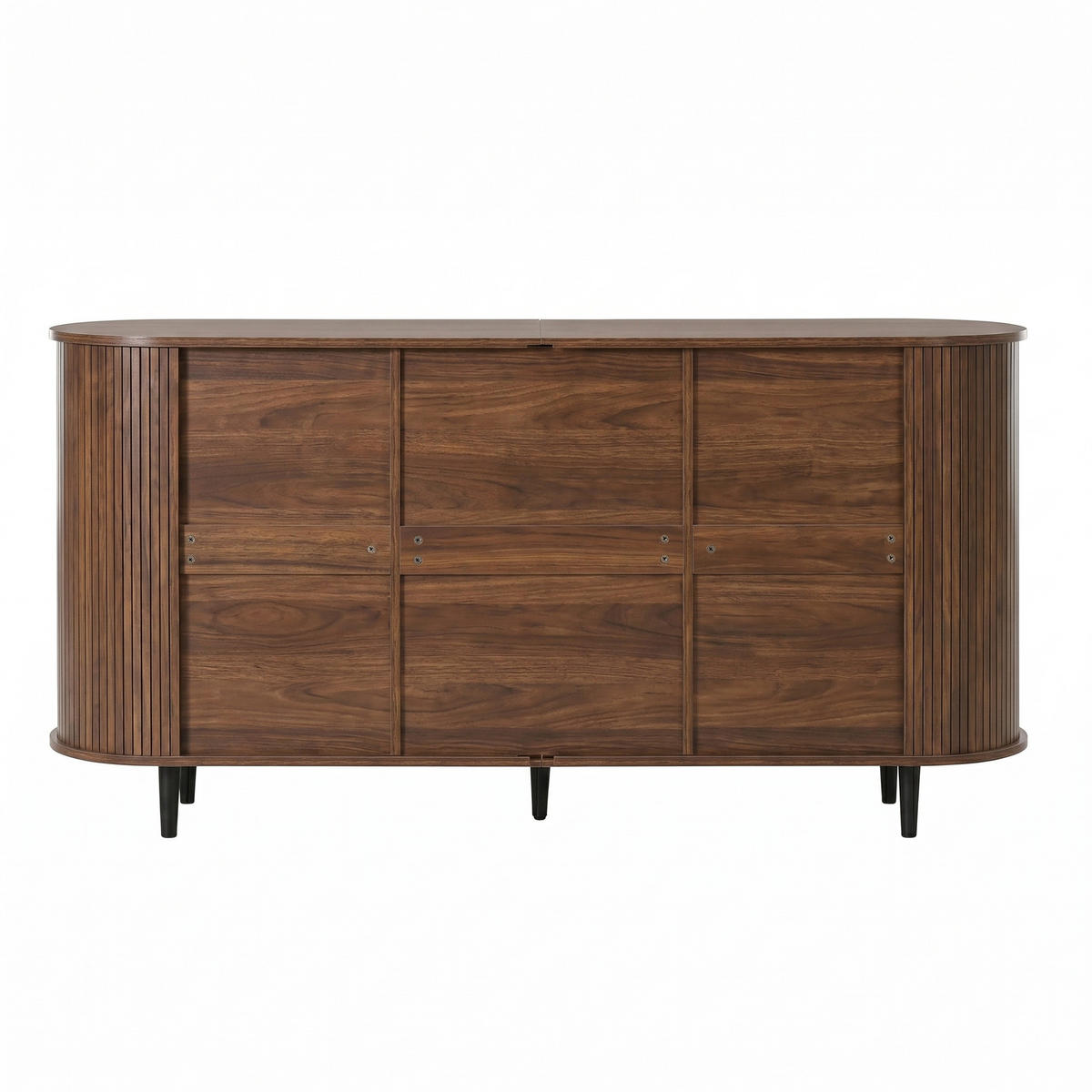 KOMODA 3 Zásuvky Posuvná dvířka Rýhovaný vzor - barva vlašského ořechu, kompozitní dřevo (160/80.5/40cm) - FLIEKS