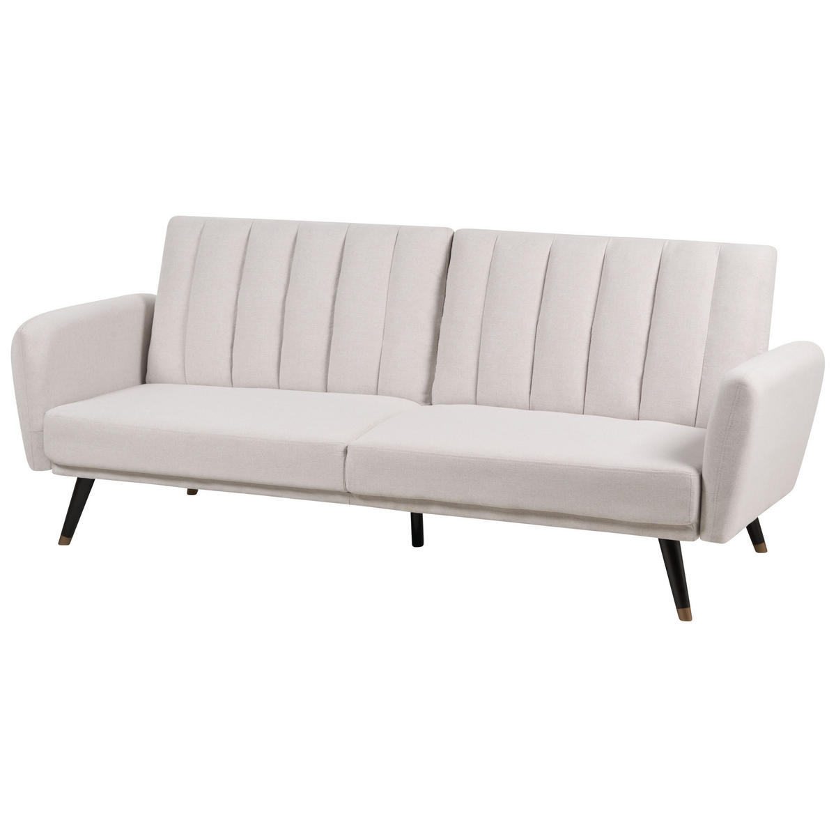 3-SITZER-SCHLAFSOFA Samtstoff beige Vimmerby - Beige, Textil (212/90/80cm) - Beliani