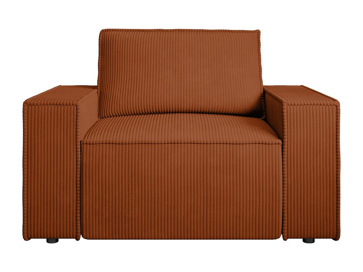 SESSEL mit gerader Rückenlehne - 1 Person-Sitzer - Samt, Stoff - Terracotta - - Terracotta, Textil (120/85/86cm) - Vente-Unique