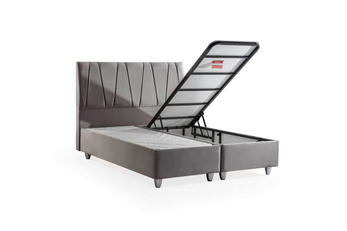 POLSTERBETT Larin 100x200 Grau - Grau, Metall (100/200cm) - Villa Möbel