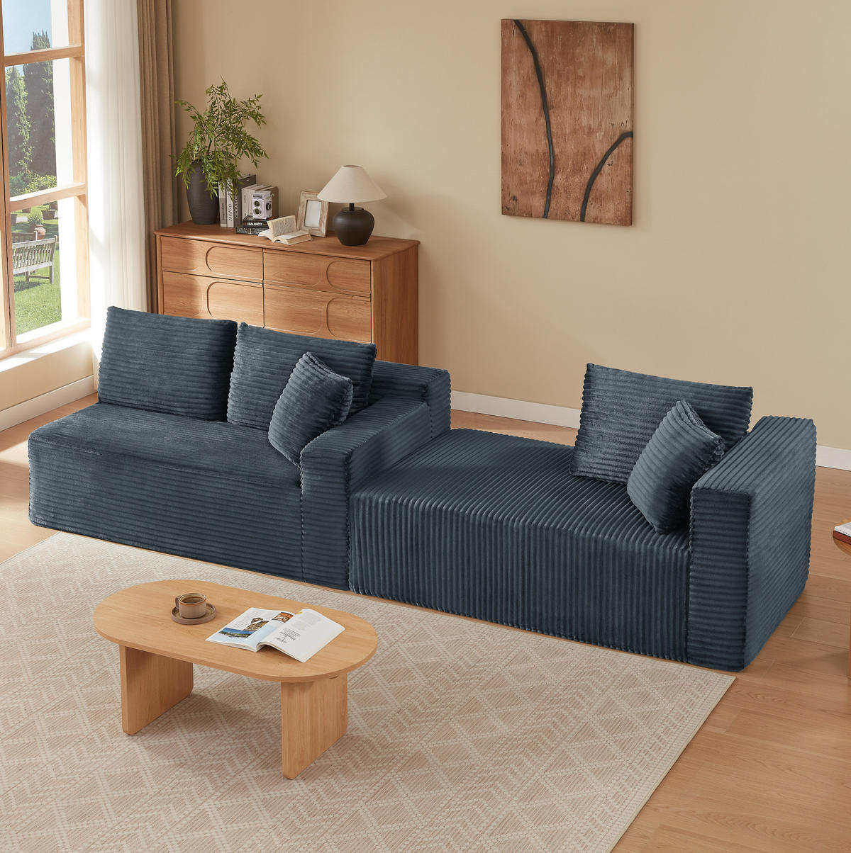 SOFA modular L-Form Dark Gray 2-tlg. - Dunkelgrau, Textil (163/252.6cm) - Meubliv