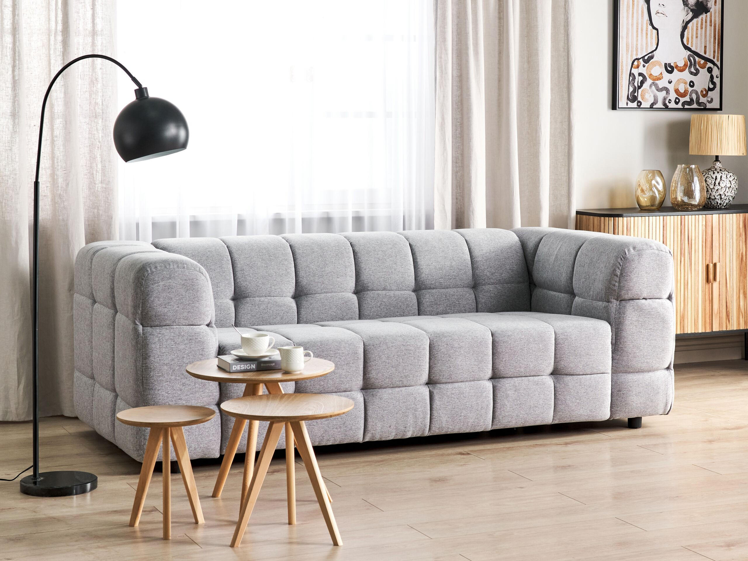 Thumbnail - Beliani 3-Sitzer-Sofa, Grau, Textil, 227x77x103 cm, Wohnzimmer, Sofas & Couches, Sofas, 3-Sitzer Sofas