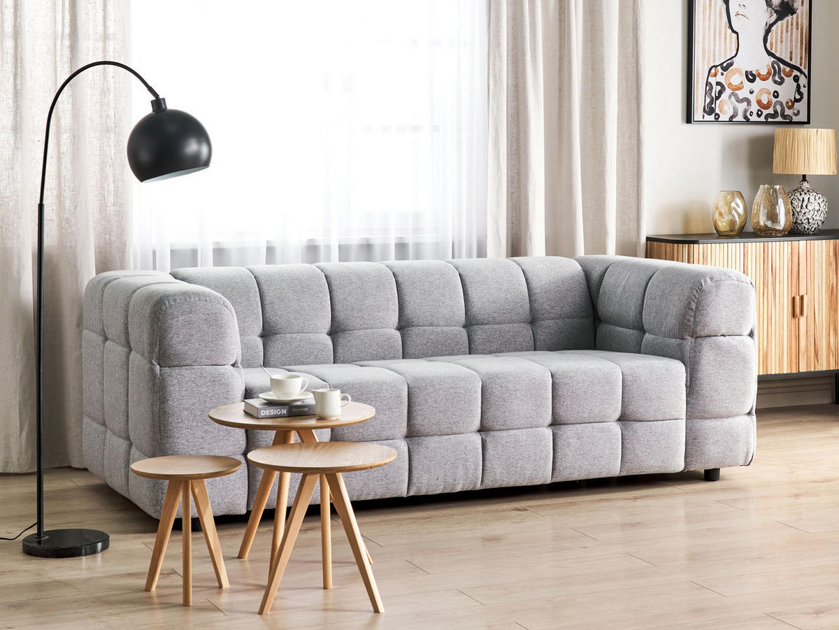 3-SITZER-SOFA hellgrau Mullola - Grau, Textil (227/77/103cm) - Beliani