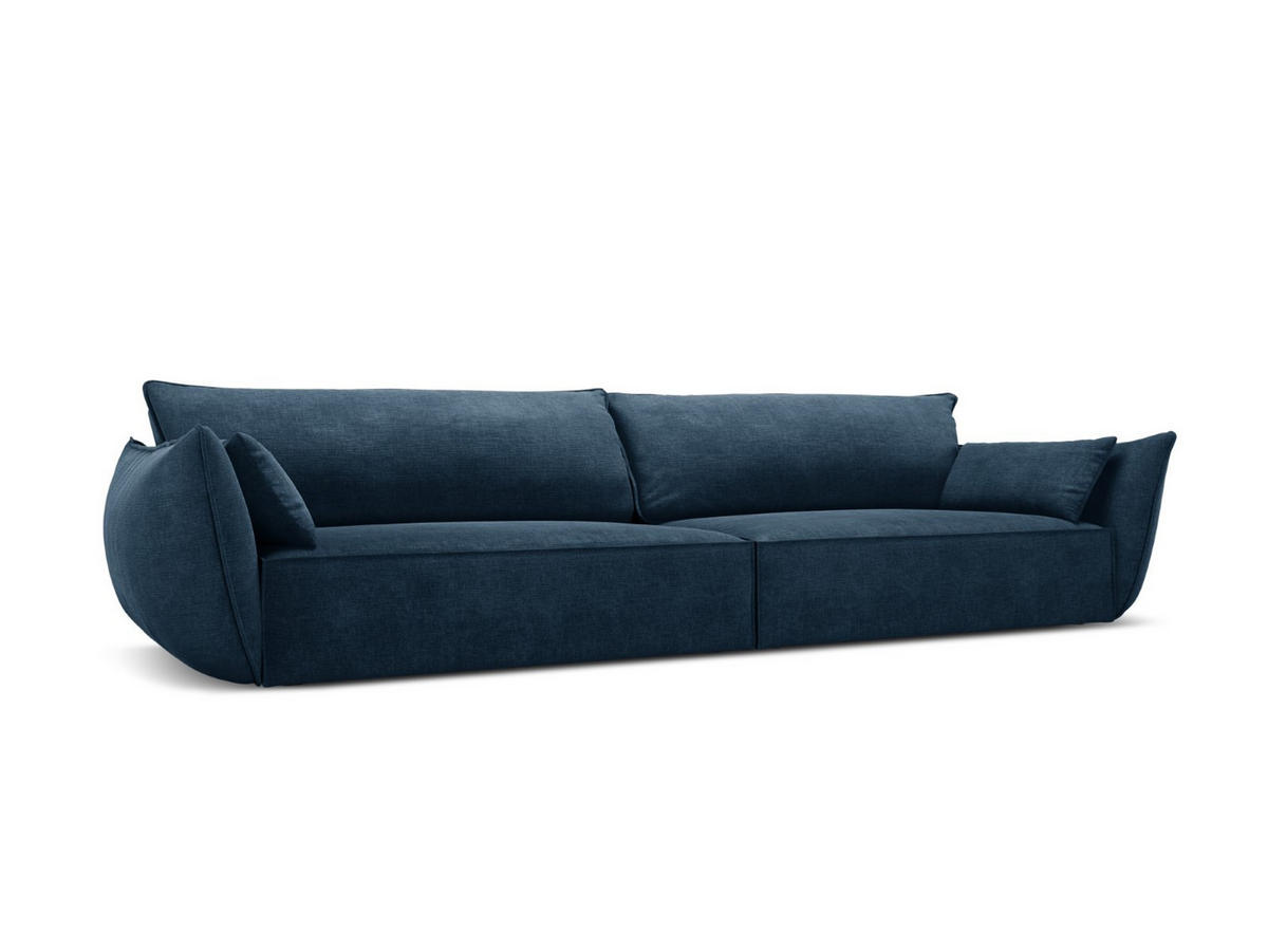 SOFA Kaelle aus Chenille-Stoff königsblau 4 Sitzplätze - Blau, Textil (110/85/248cm) - Micadoni
