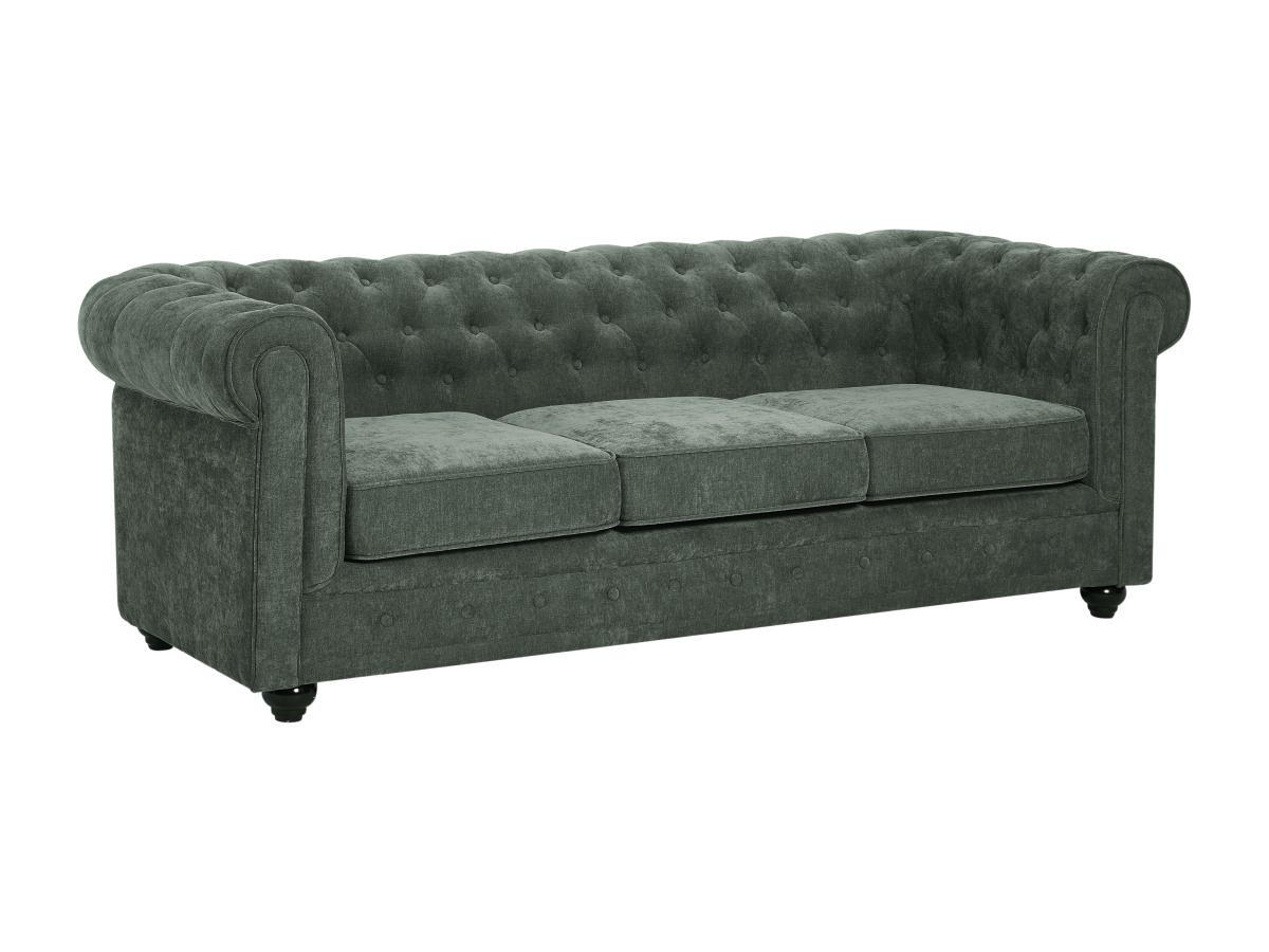 3-SITZER-SOFA - Stoff - Grün - CHESTERFIELD - Grün, Textil (88/72/205cm) - Vente-Unique