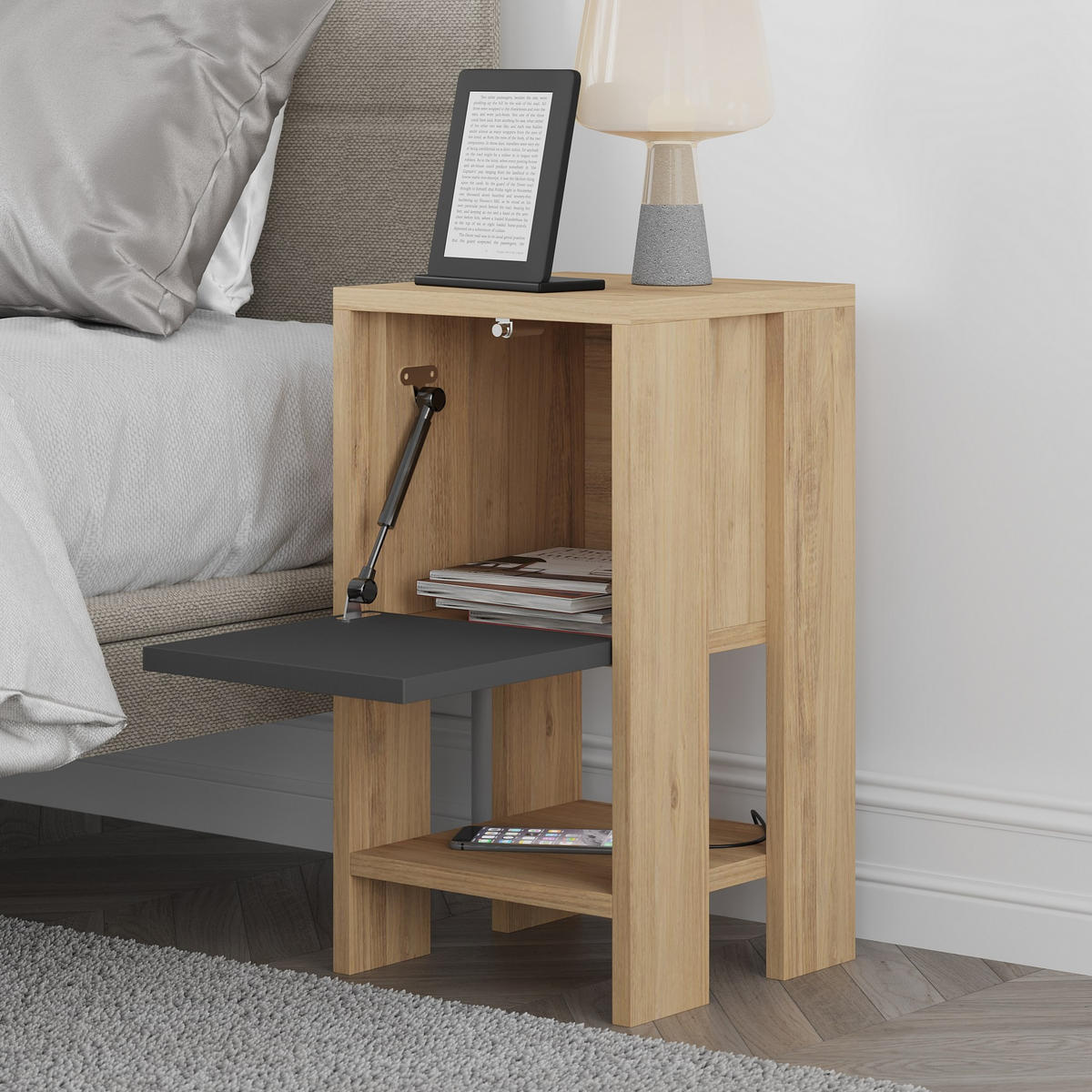 NACHTTISCH ema Braun - Braun, Holz (30/55/30cm) - Habitat Garten