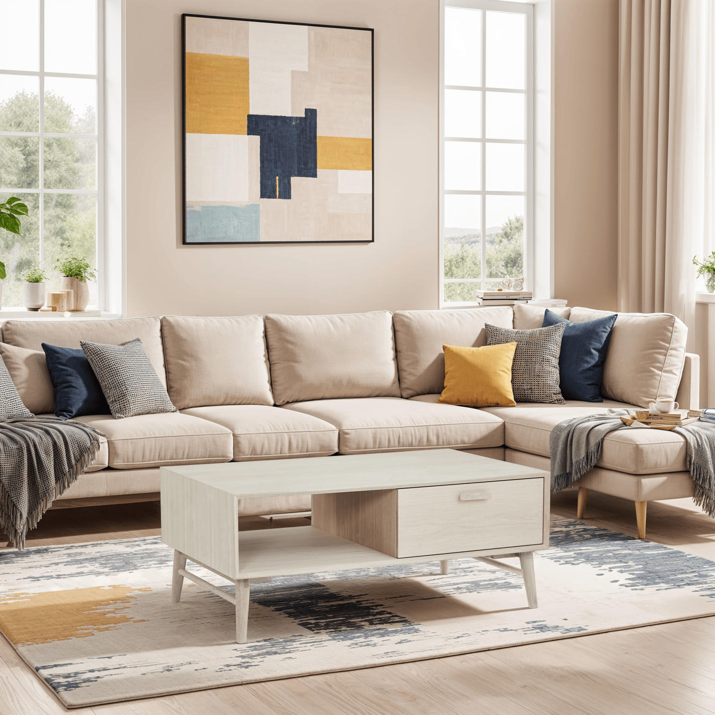 COUCHTISCH rechteckig Eiche massiv cm75/120/50 - Beige, Holz/Holzwerkstoff (75/120/50cm) - Furnhouse
