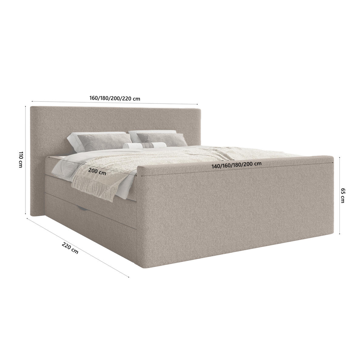BOXSPRINGBETT VELIPOJA EASY CLEAN 160x200 cm, Braun - Braun, Textil (160/200cm) - Fedve