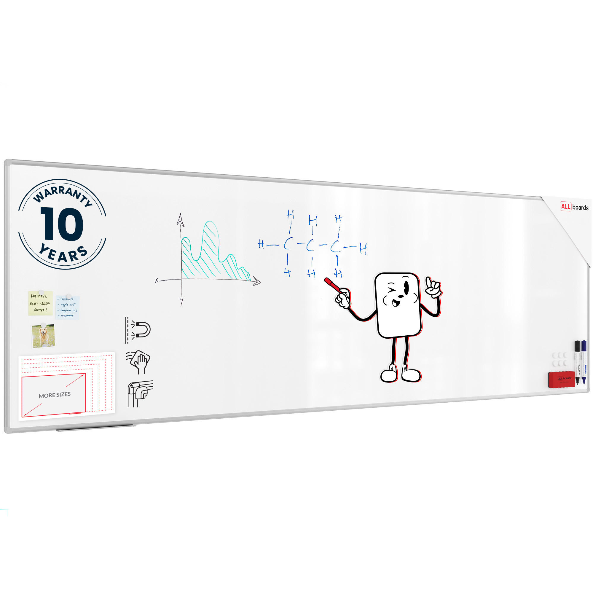 MAGNETISCHES Whiteboard - PREMIUM EXPO Alurahmen 300x100cm - Weiß, Metall (300/100/1.6cm) - ALLboards