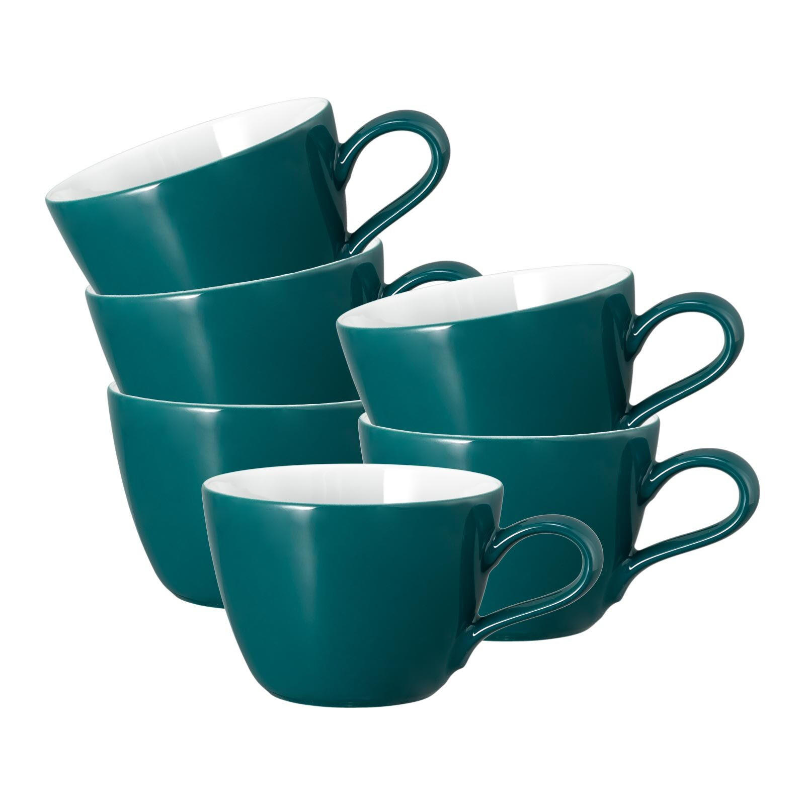 KAFFEETASSEN Life Fashion Trendy Petrol 240 ml 6er Set - Petrol, Keramik (0.24L) - Seltmann Weiden