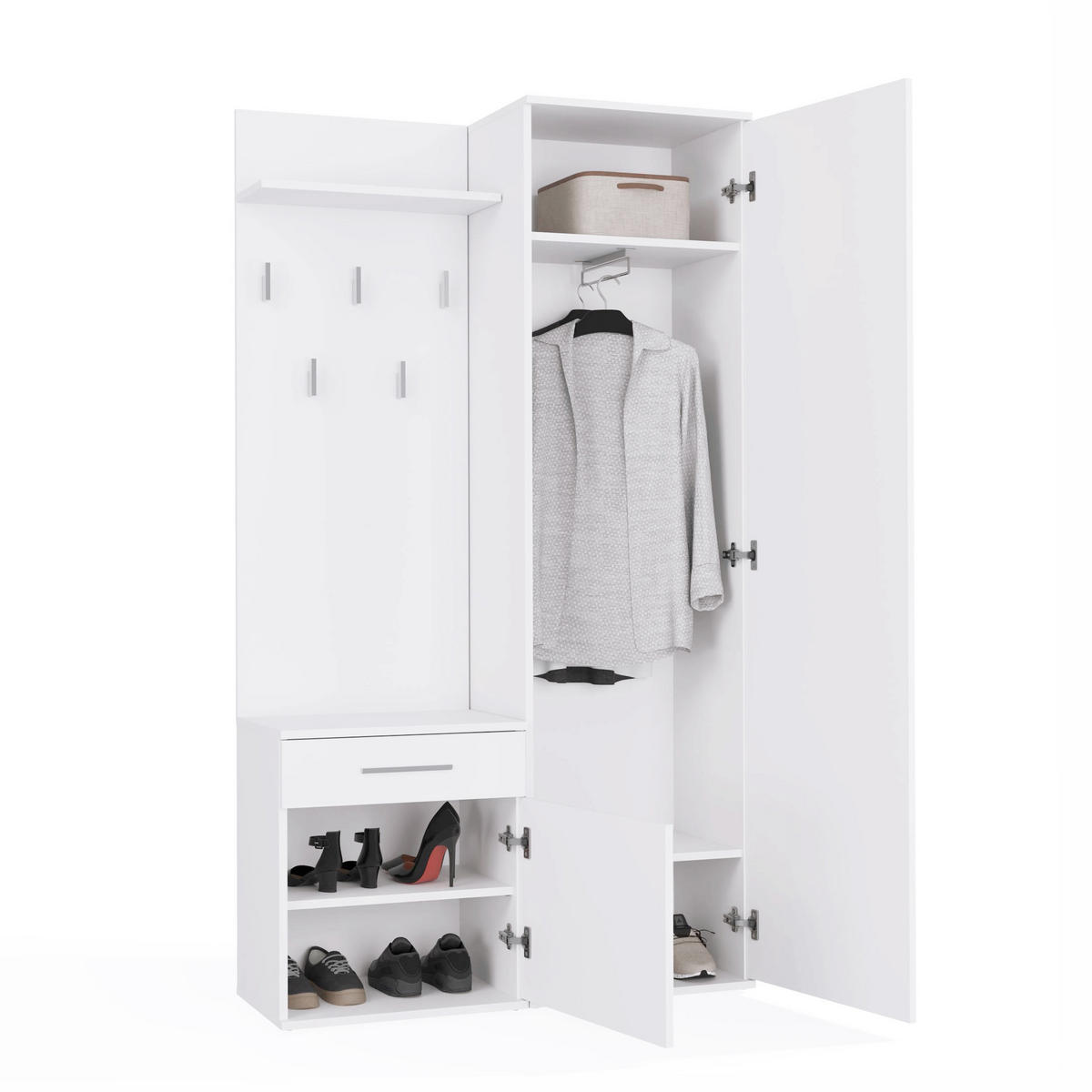 ŠATNÍK moderní se zrcadlem Skříň Duo bílá 100/180/35 - bílá, kompozitní dřevo (100/180/35cm) - RAUMHIRSCH FURNITURE