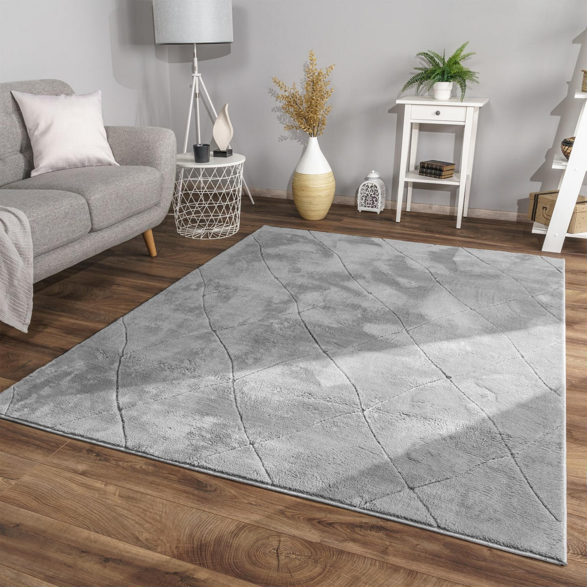 FLACHWEBETEPPICH Skandinavisch Grau 80 x 150 cm - Hellgrau, Kunststoff (80/150cm) - TT Home