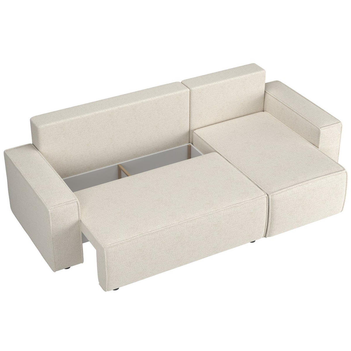 ECKSOFA Copertino Creme beidseitig montierbar - Creme/Schwarz, Kunststoff/Textil (244/145cm) - Selsey