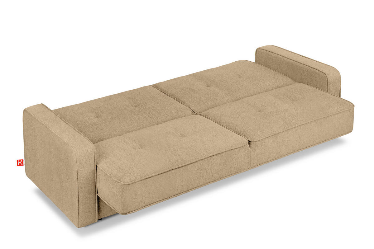SCHLAFSOFA ORIO 3 Personen, Chenille-Stoff, Creme - Creme, Textil (219/90/90cm) - KONSIMO®
