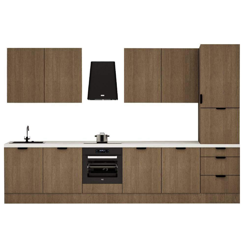 KÜCHENZEILE 360 cm - Sorento KS8-M360 - in Dunkle Eiche - Eichefarben, Holz (360/247/52cm)