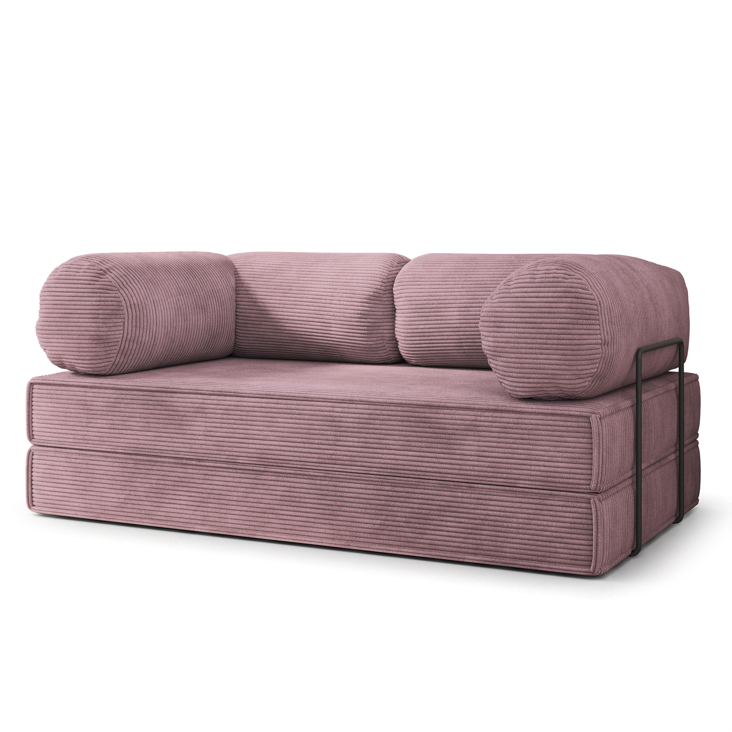 BETTSOFA ALVIO aus Schaumstoff Kordstoff Lila Schlaffunktion - Lila, Textil (170/68/80cm) - MASSENO