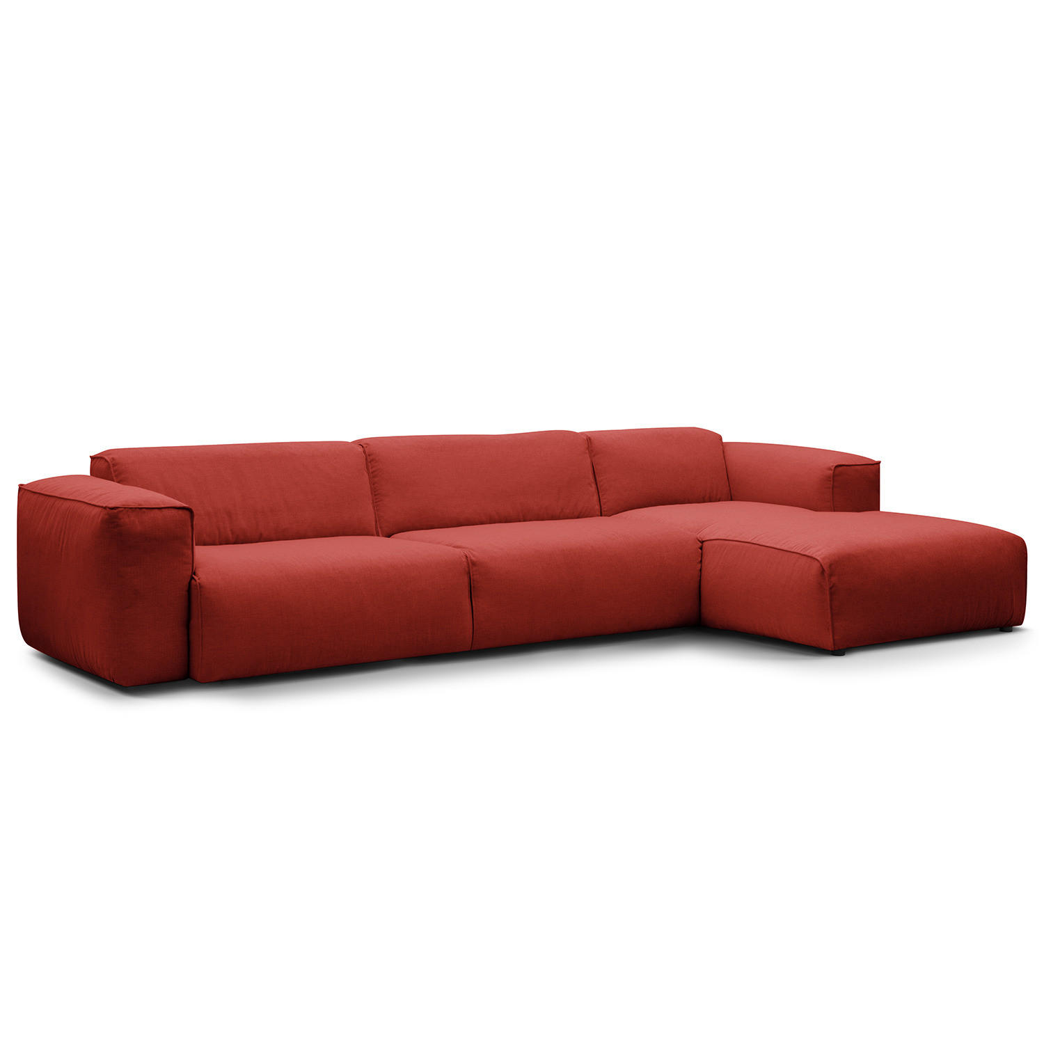 3-SITZER ECKSOFA mit Longchair - Rot/Schwarz, Kunststoff/Textil (317/173cm) - home24