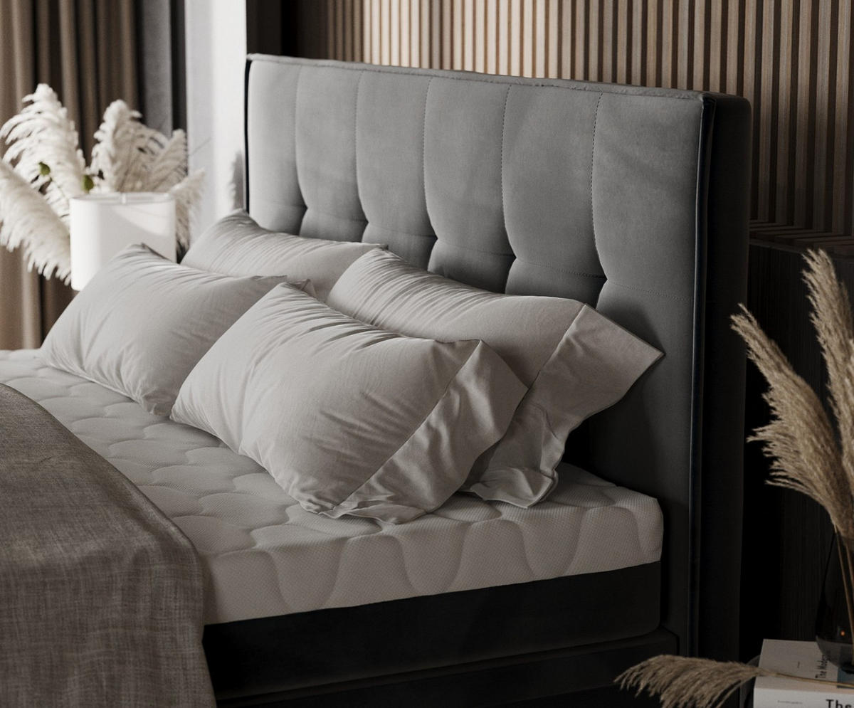 BOXBETT Arivo 140/200 cm Anthrazit im Paros Stoff - Anthrazit/Schwarz, Holz/Holzwerkstoff (140/200cm) - AltaBeds