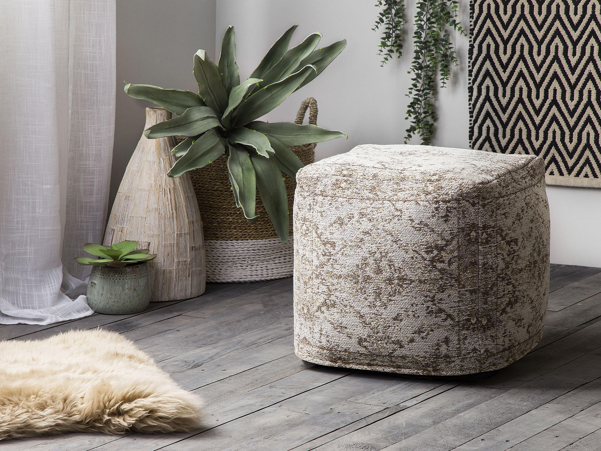 POUF Meerut 42/42/42 cm - Braun, Naturmaterialien/Textil (42/42/42cm) - Beliani