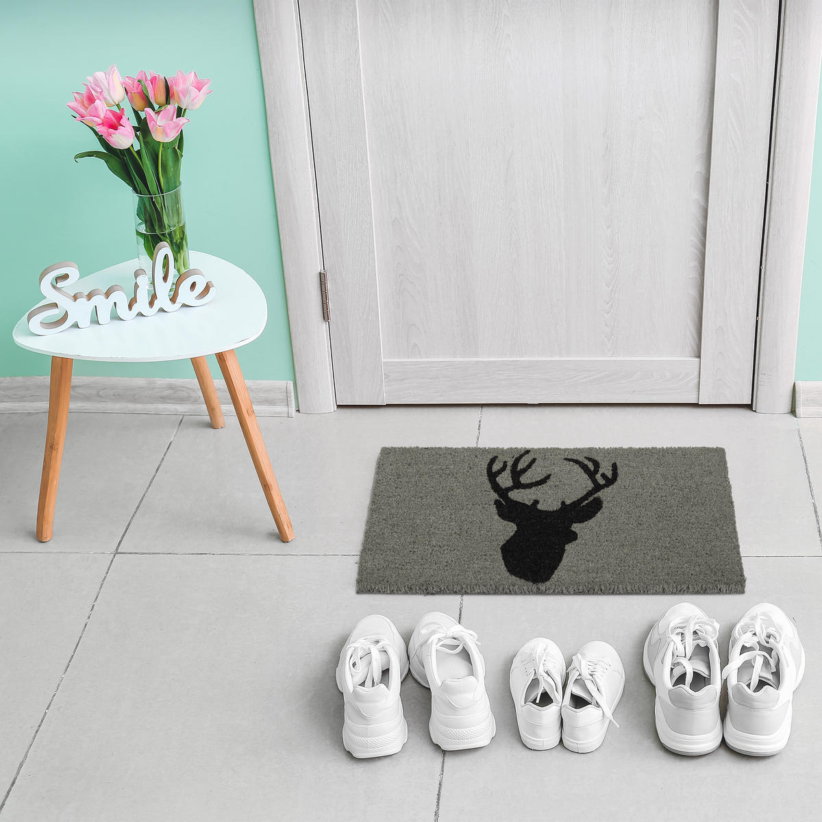 FUSSMATTE - Grau, Kunststoff/Textil (60/40cm) - Relaxdays