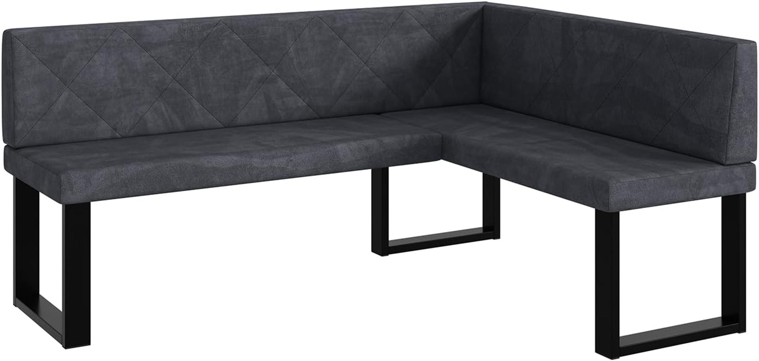 Meblini Eckbank Dunkelgrau 168x128 cm