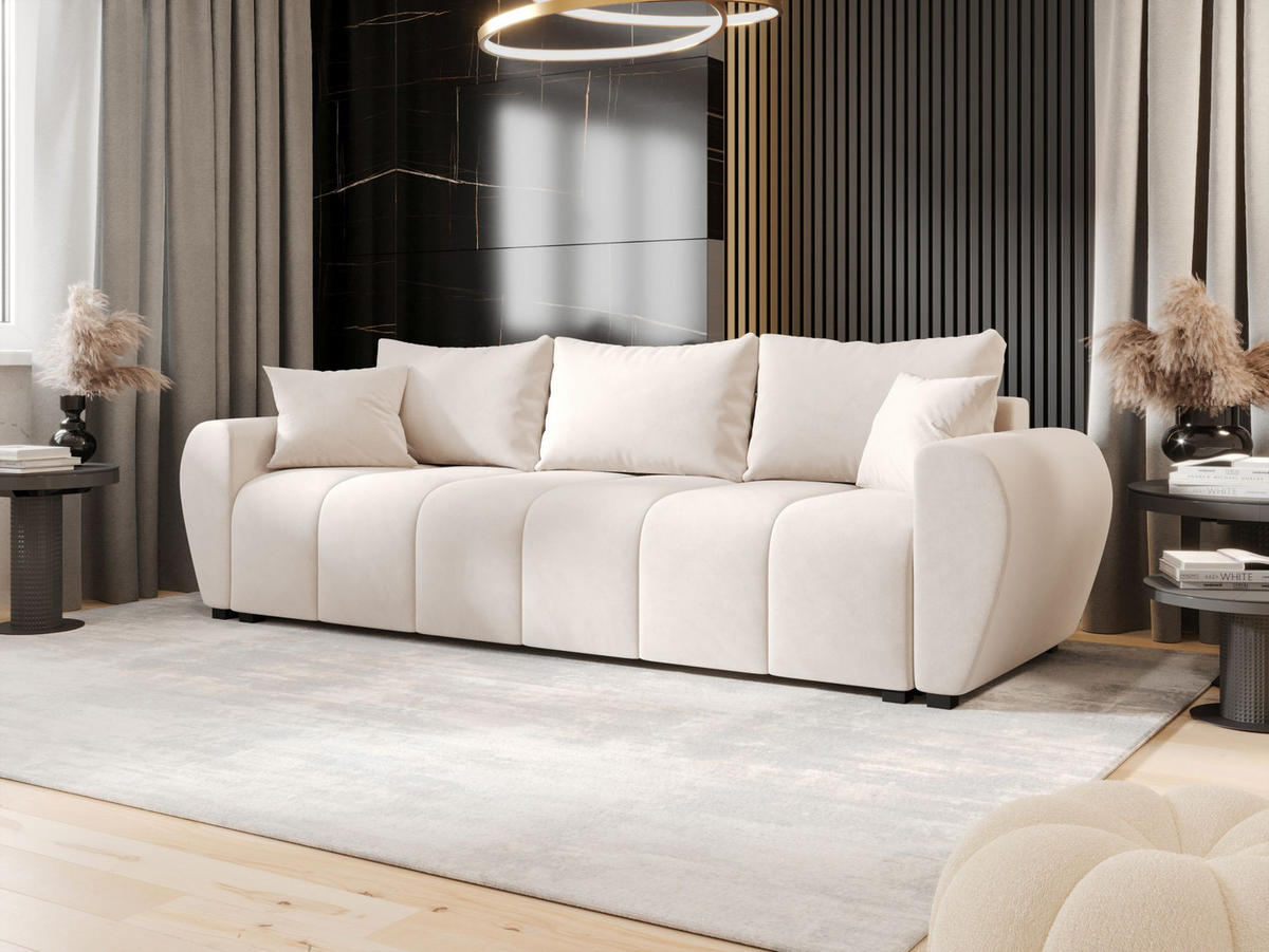 SOFA MOLISA mit Schlaffunktion ITAKA 16 mit Stauraum - Creme, Textil (86/82/246cm) - Bedante