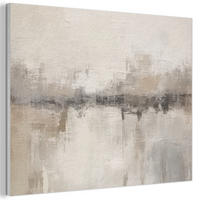 AKUSTIKBILD Moderne Kunst - Abstrakt - Beige Wandbild Wohnzimmer 100x70 cm - Beige, Kunststoff (100/70/0.9cm) - MuchoWow