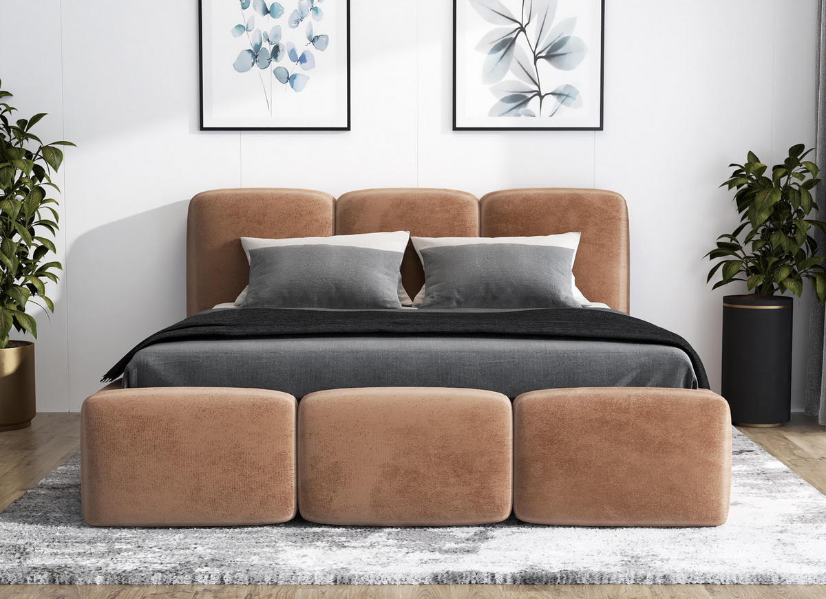 POLSTERBETT STAR 140x200 Braun - Braun, Textil (140/200cm) - A&J MöbelLand