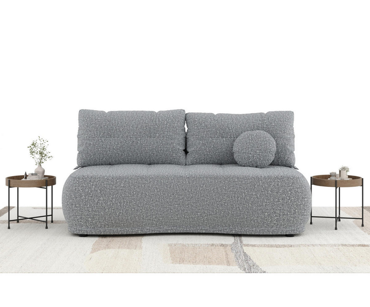 SCHLAFSOFA Cirrus Grau Plüschstoff - Schwarz/Grau, Holz/Holzwerkstoff (206/95/105cm) - Maison de Reve