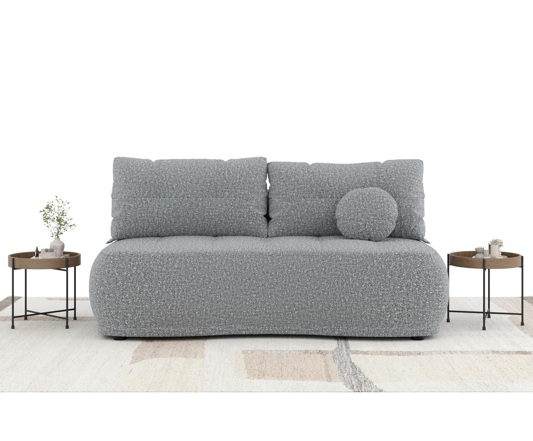 Thumbnail - Maison de Reve Schlafsofa, Grau, Textil, 3-Sitzer, Füllung: Schaumstoff, Rundrohr, 206x95x105 cm, Oeko-Tex® Standard 100...