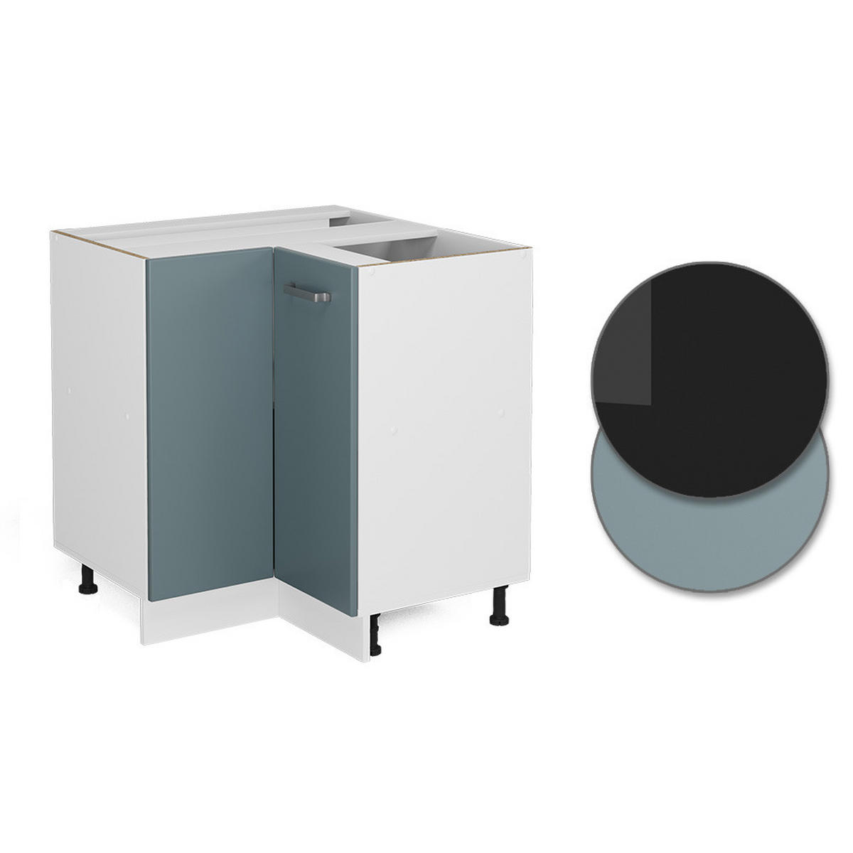 ECKUNTERSCHRANK R-Line Blau-Grau 75.6 cm, AP Eiche - Blaugrau/Weiß, Holzwerkstoff (75.6/81.6/60cm) - Vicco
