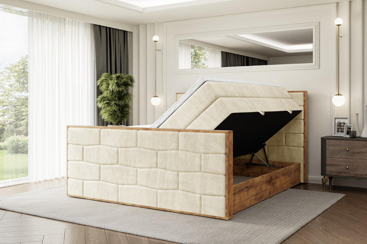 BOXSPRINGBETT mit Matratze H3|H4 und Lattenrost - LOLLI8-Z KING-140x200 - Beige Monolith - Beige, Holzwerkstoff (140/200cm) - ALTDECOR