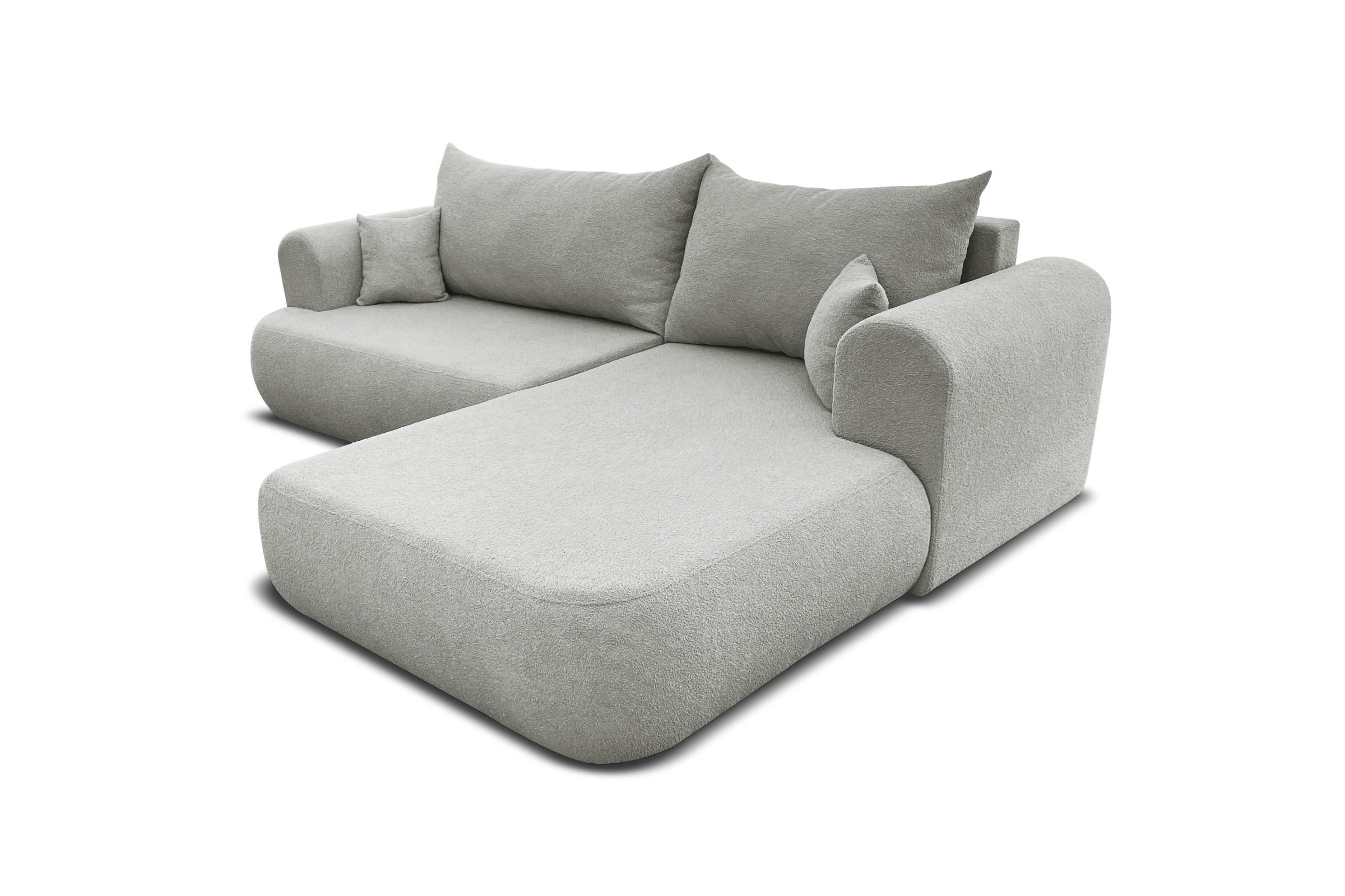 ECKSOFA BRAVO 280/180 in Bouclé Hellgrau rechts - Hellgrau, Holz/Holzwerkstoff (280/180cm) - Deine Möbel 24