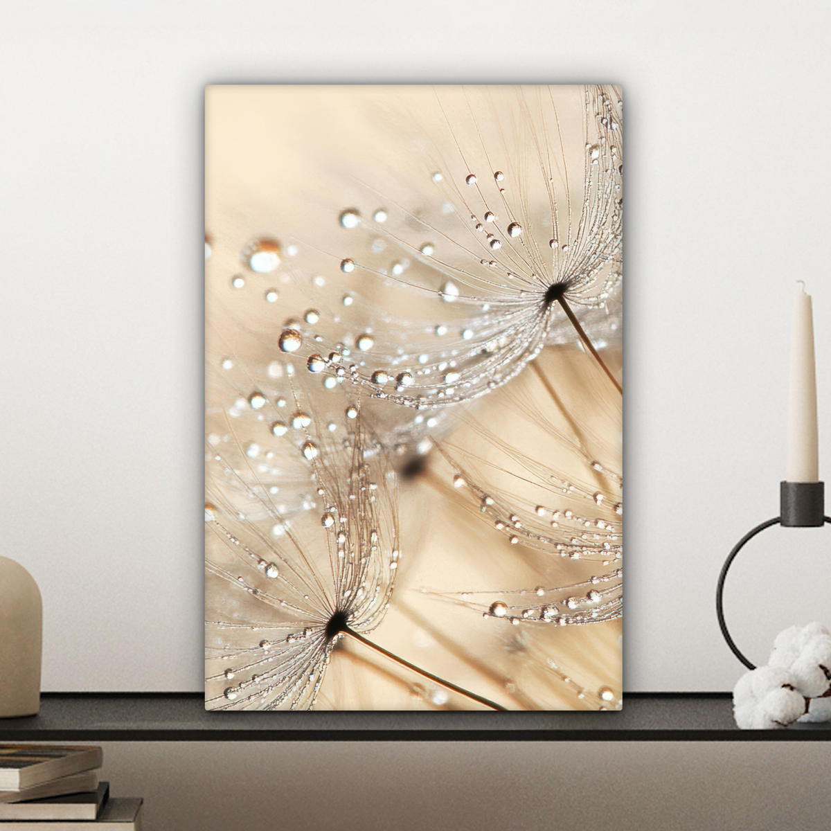 LEINWANDBILD Löwenzahn - Abstrakt - Natur - Beige Deko Wohnzimmer 20x30 cm - Braun, Textil (20/30cm) - MuchoWow