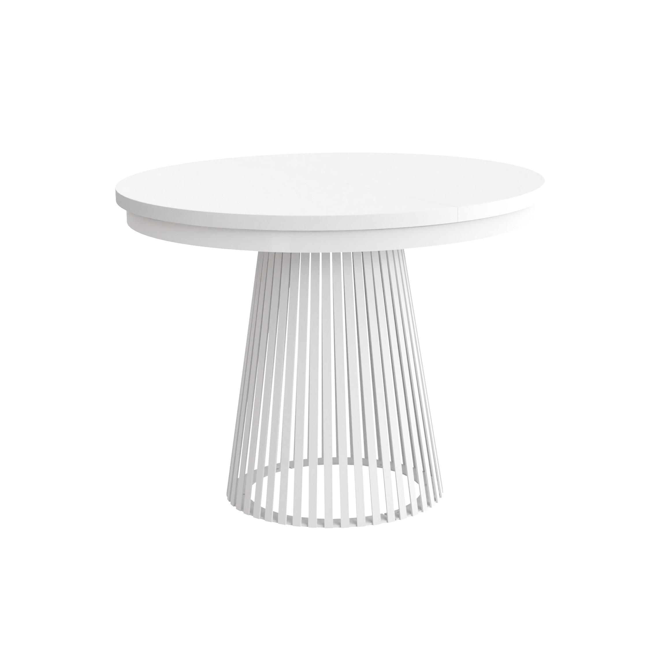 ESSTISCH Lumi im Loft-Stil, ausziehbar Ø 120–200 cm, Metallbeinen, Weiß - Weiß, Metall (120/120/77cm) - Beautysofa