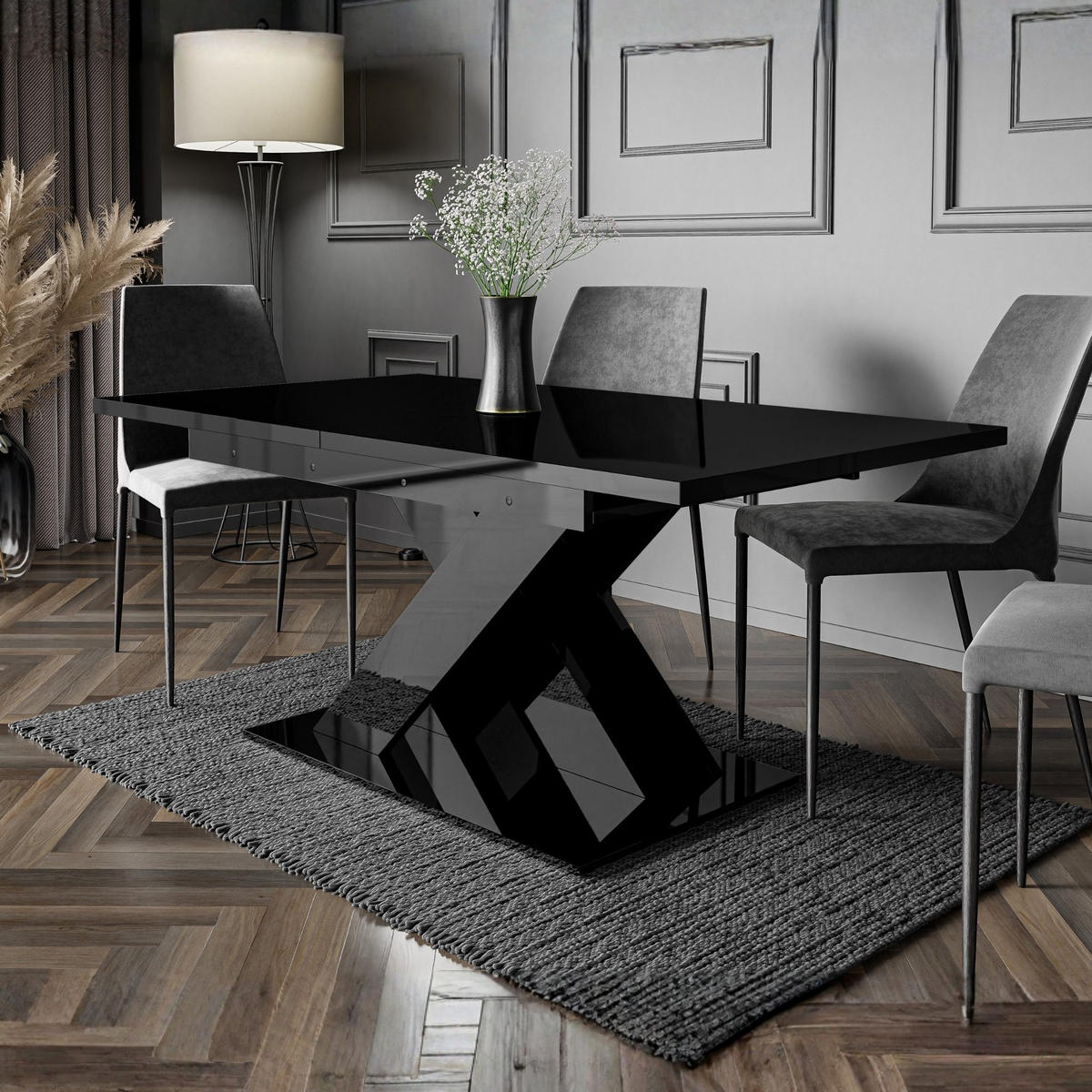 ESSTISCH Schwarz Hochglanz Ausziehbar 140 - 180 cm - Schwarz Hochglanz, Holzwerkstoff (140/80/75cm) - PROSPERO