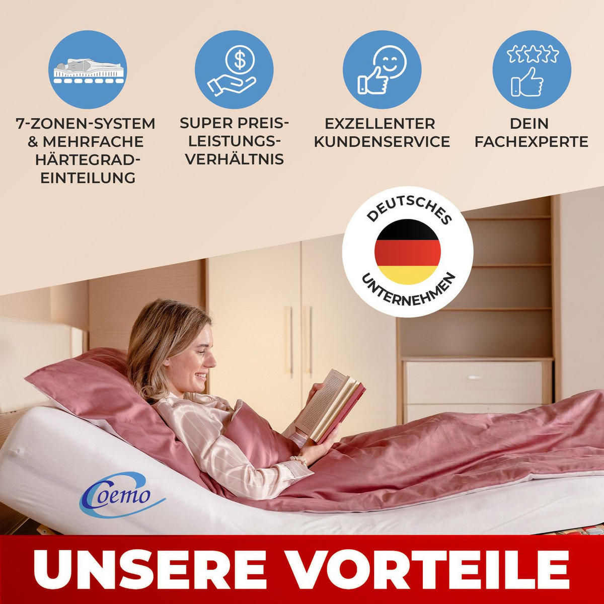 LATTENROST "RUBY" 90x200 cm mit Kopf- & Fußteilverstellung 28 Leisten - Naturfarben, Holz (90/200cm) - Coemo