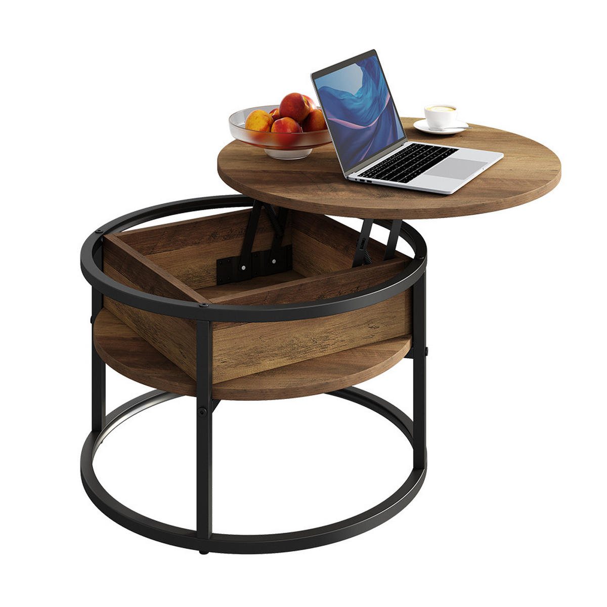 COUCHTISCH Marlo Holz 57 x 57 cm - Schwarz/Sonoma Eiche, Holzwerkstoff (57/57/47.5cm) - Vicco