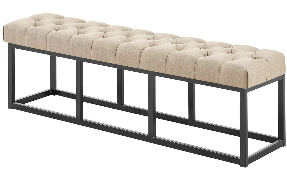 SITZBANK 150/38 cm Stoff Taupe - Taupe/Schwarz, Textil/Metall (150/46/38cm) - CLP
