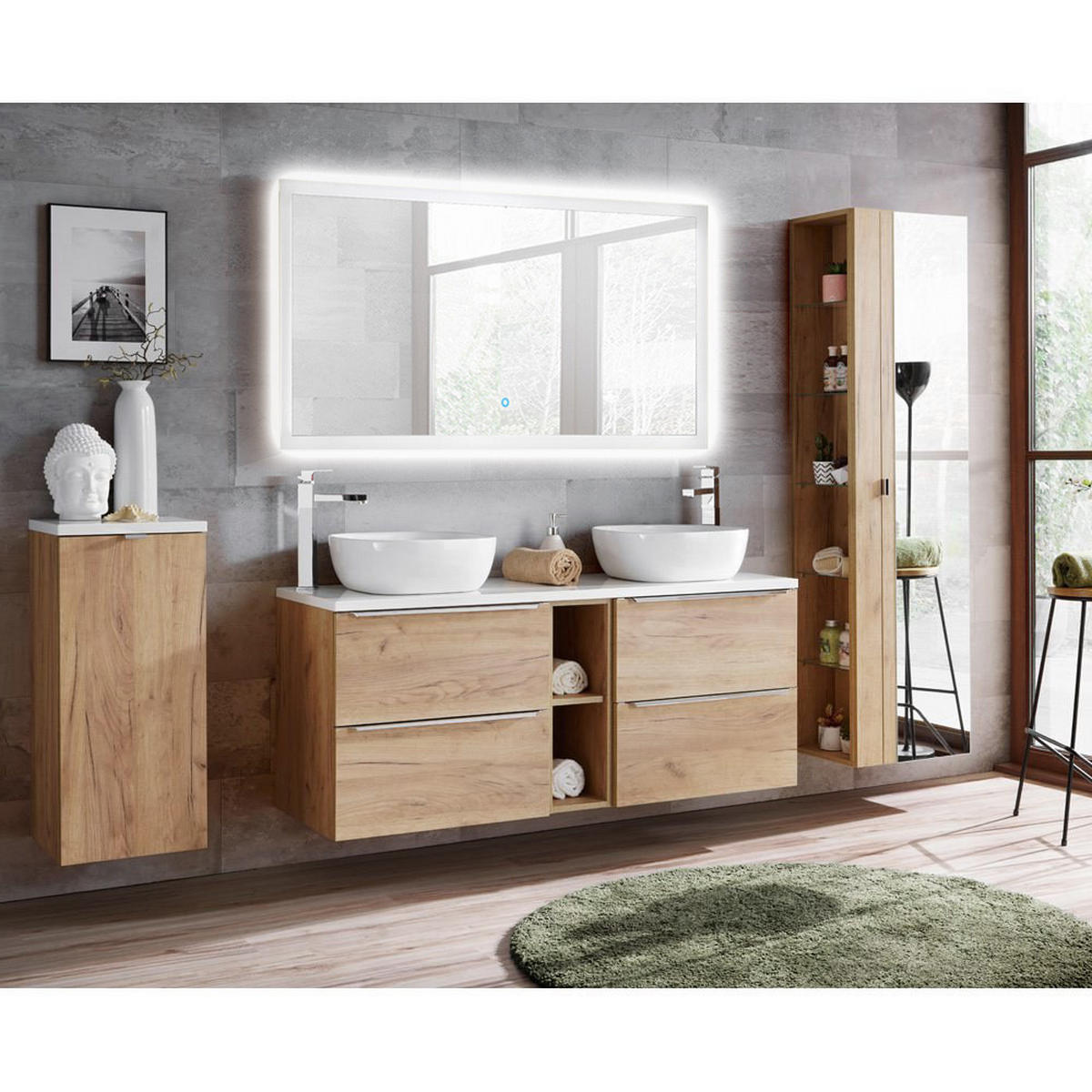 BADMÖBEL-SET 4-TLG. Toskana-56 - Braun, Holzwerkstoff (260/190/46cm) - Lomado