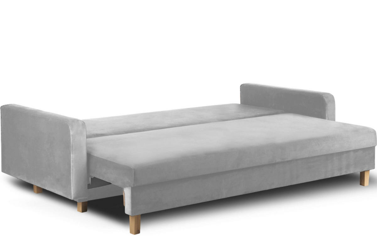 3-SITZER-SCHLAFSOFA ERISO mit weiche Sitzfläche und hohe Rückenlehne, Velour-Stoff, grau - Braun/Grau, Textil (220/80/100cm) - KONSIMO®